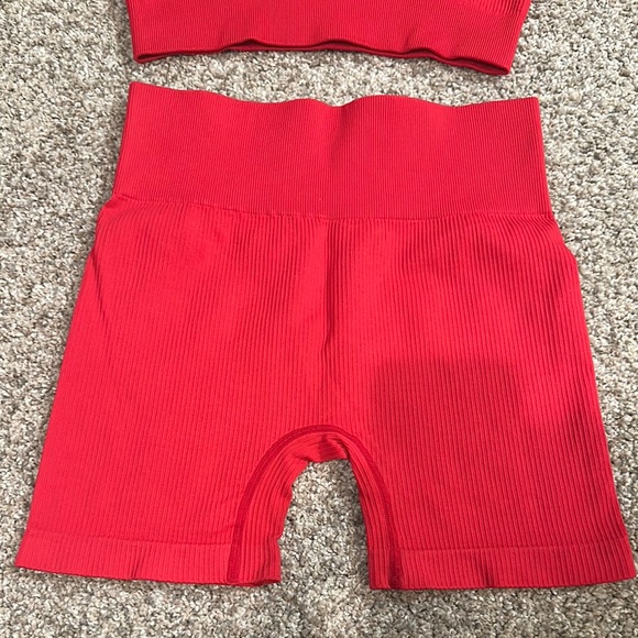 Red Ribbed Two-Piece Set - Picture 3 of 3